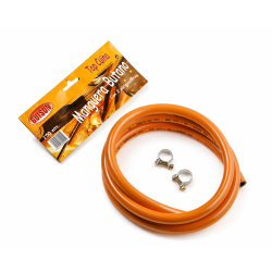 Blister pack with butane hose and two clamps