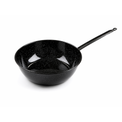 Enameled deep pan with handle