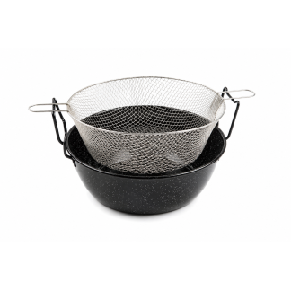 Poêle friteuse double profonde émaillée