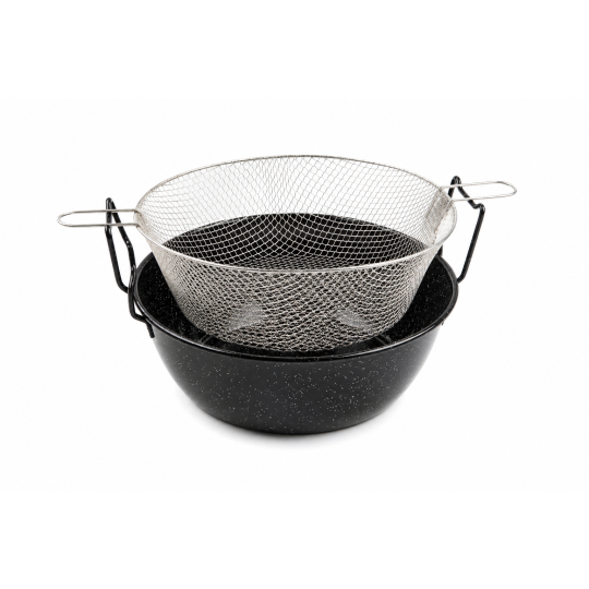Enameled double deep fryer pan