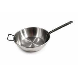 Deep polished pan with tubular handle (hammered finish)