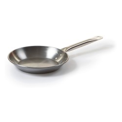 Padella piatta lucidata con manico tubolare in acciaio inox