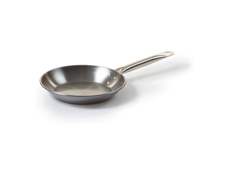 Poêle plate polie avec manche inoxydable
