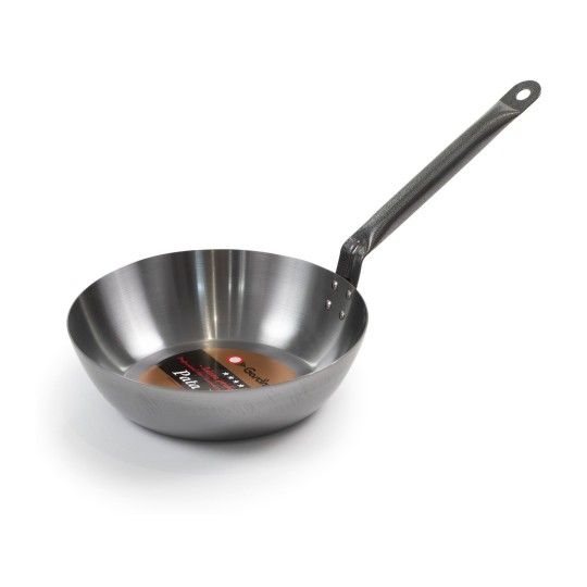 Deep Lyonnaise pan with handle (hammered)