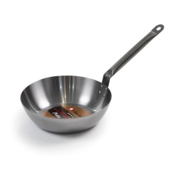 Deep Lyonnaise pan with handle (hammered)