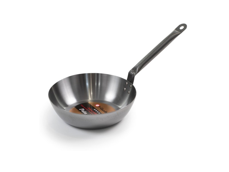 Deep Lyonnaise pan with handle (hammered)