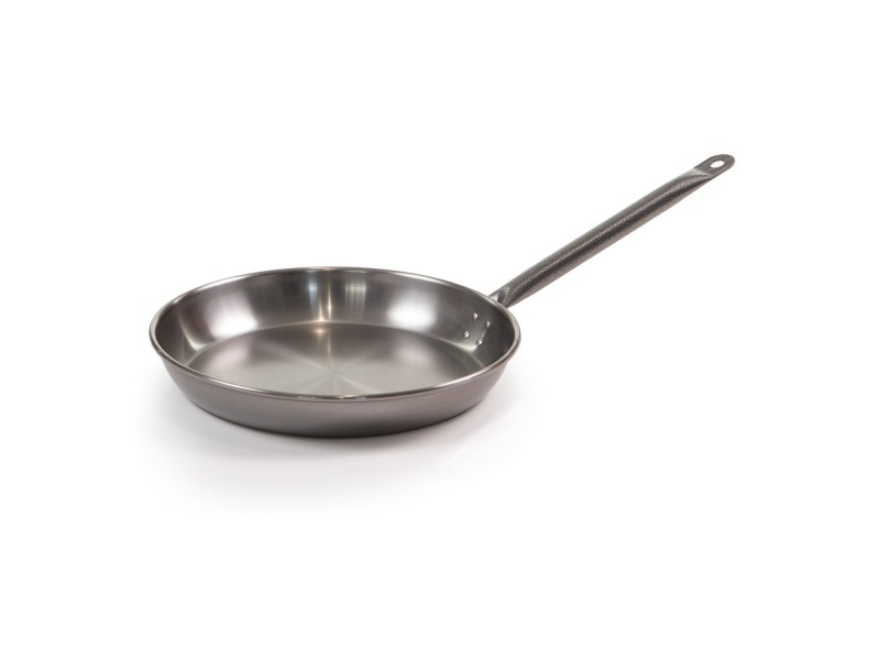 Poêle plate polie avec manche rond (martelé)